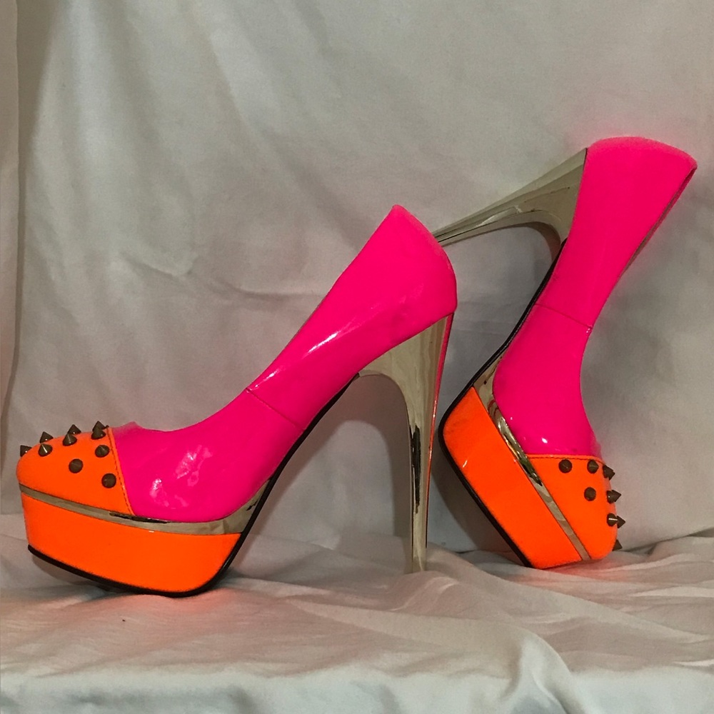 Neon Fluorescent Studded Chrome Sergio Todzi Heels